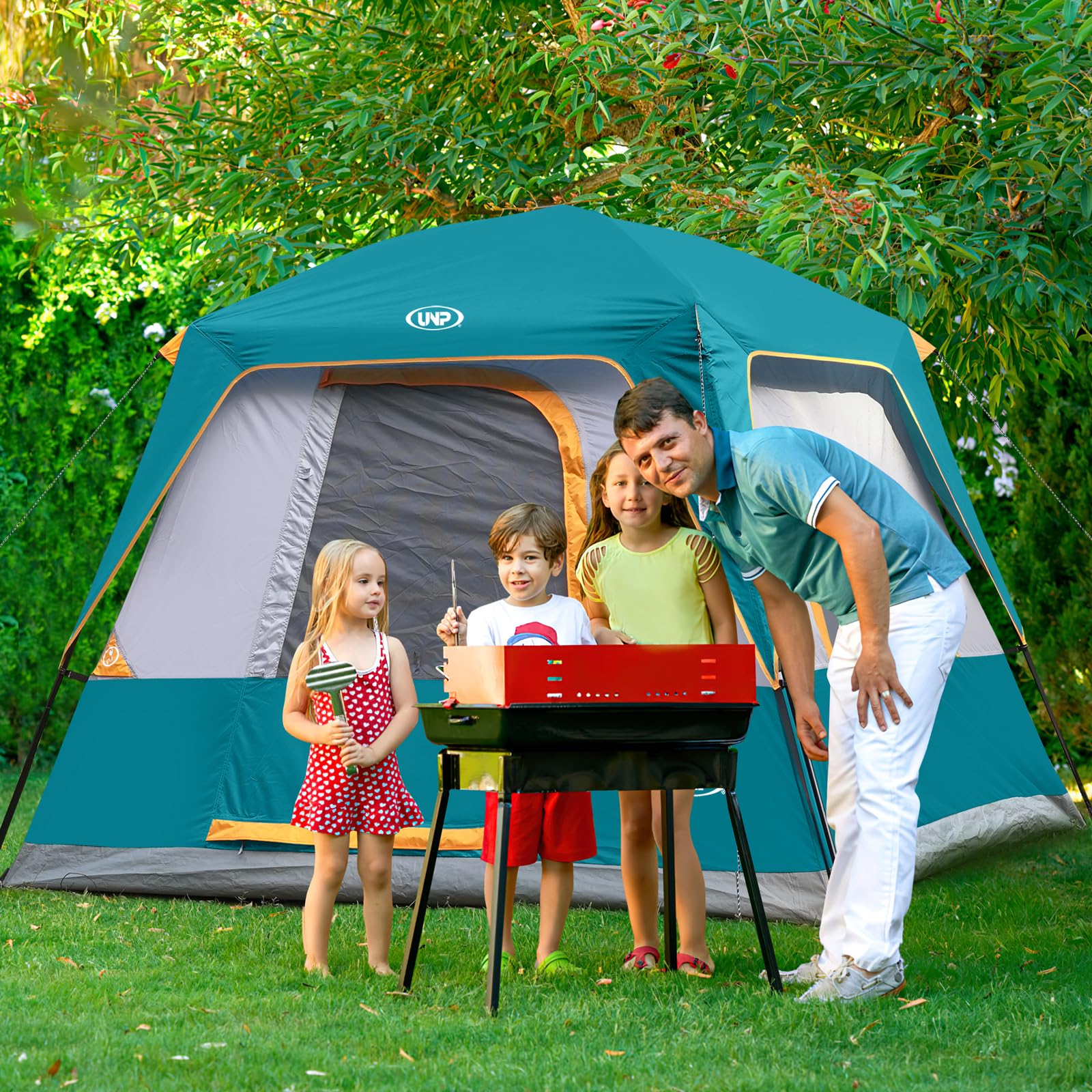 UNP 4-Person Camping Tent - Lightweight Portable Cabin Tent with Easy Setup & Waterproof Rainfly - Perfect for Family Camping, Hiking, and Outdoor Adventures