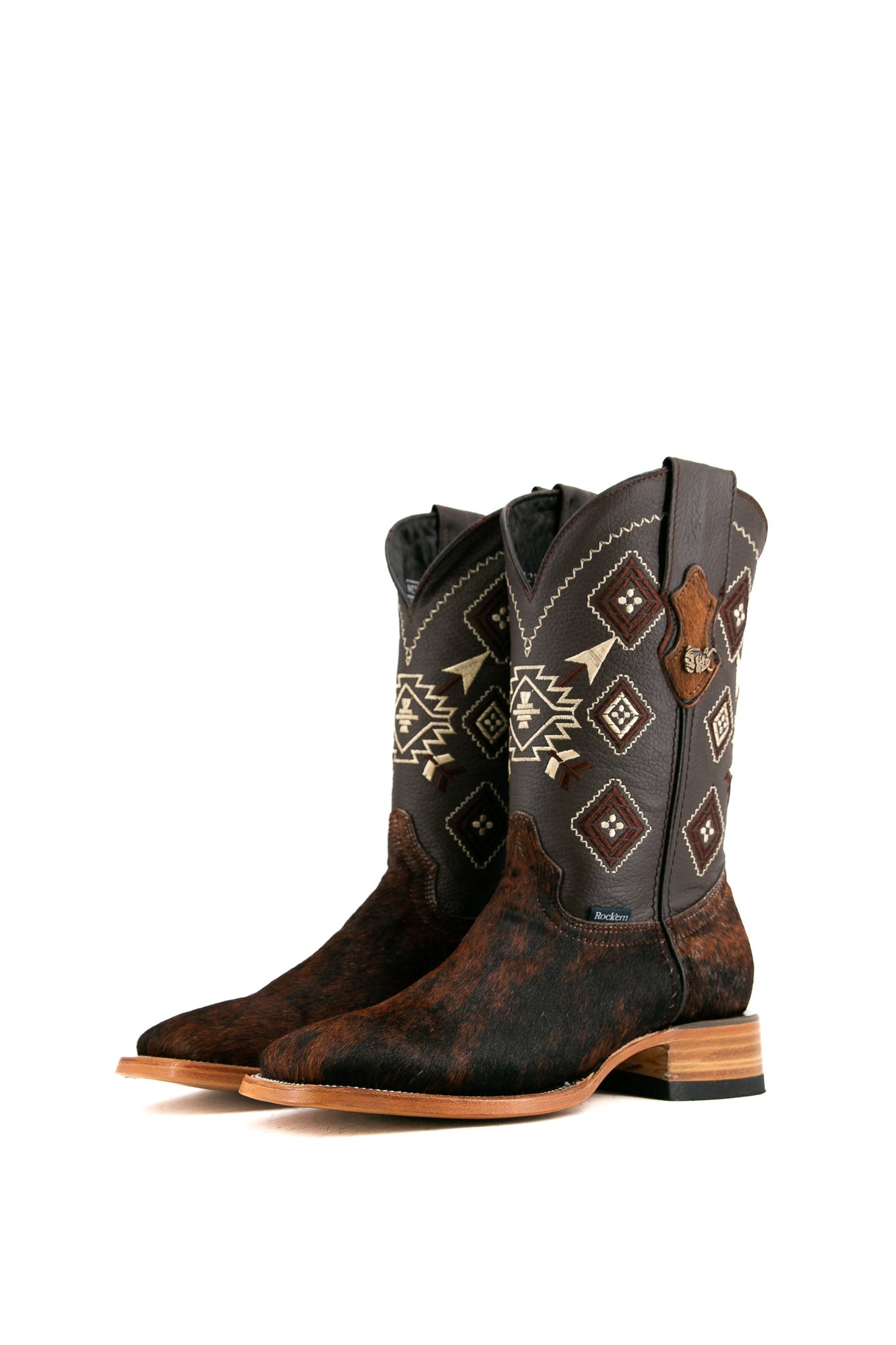 Premium Red Angus Cowhide Square Toe Cowboy Boots - Size 8.5 (Box FM38) - Durable Western Boots for Ranch Work, Rodeo & Country Fashion