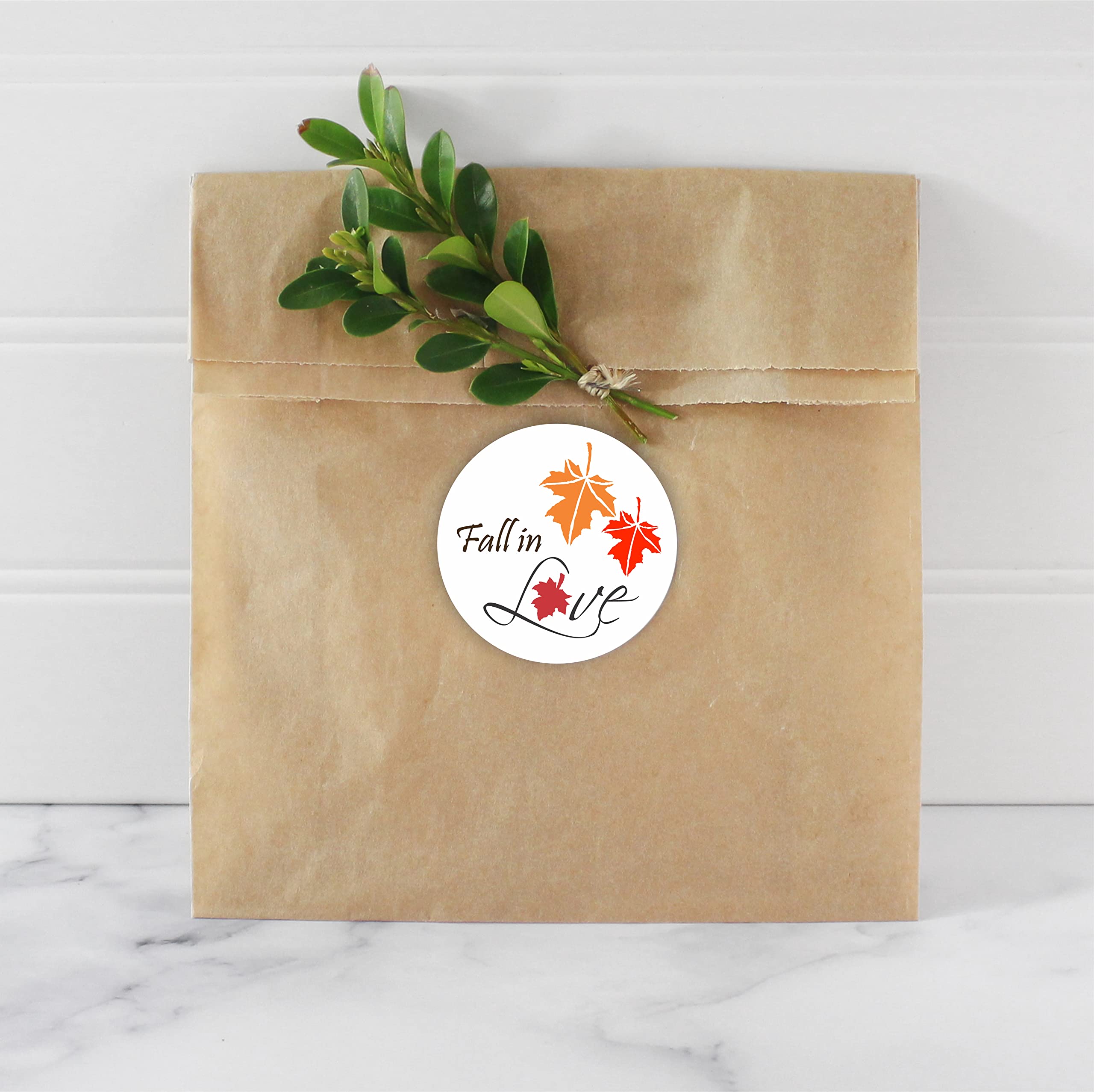 Fall in Love Thank You Wedding Stickers - 40-Pack Maple Leaf Anniversary Labels for Fall Party Decorations, Invitations & Gift Wrapping