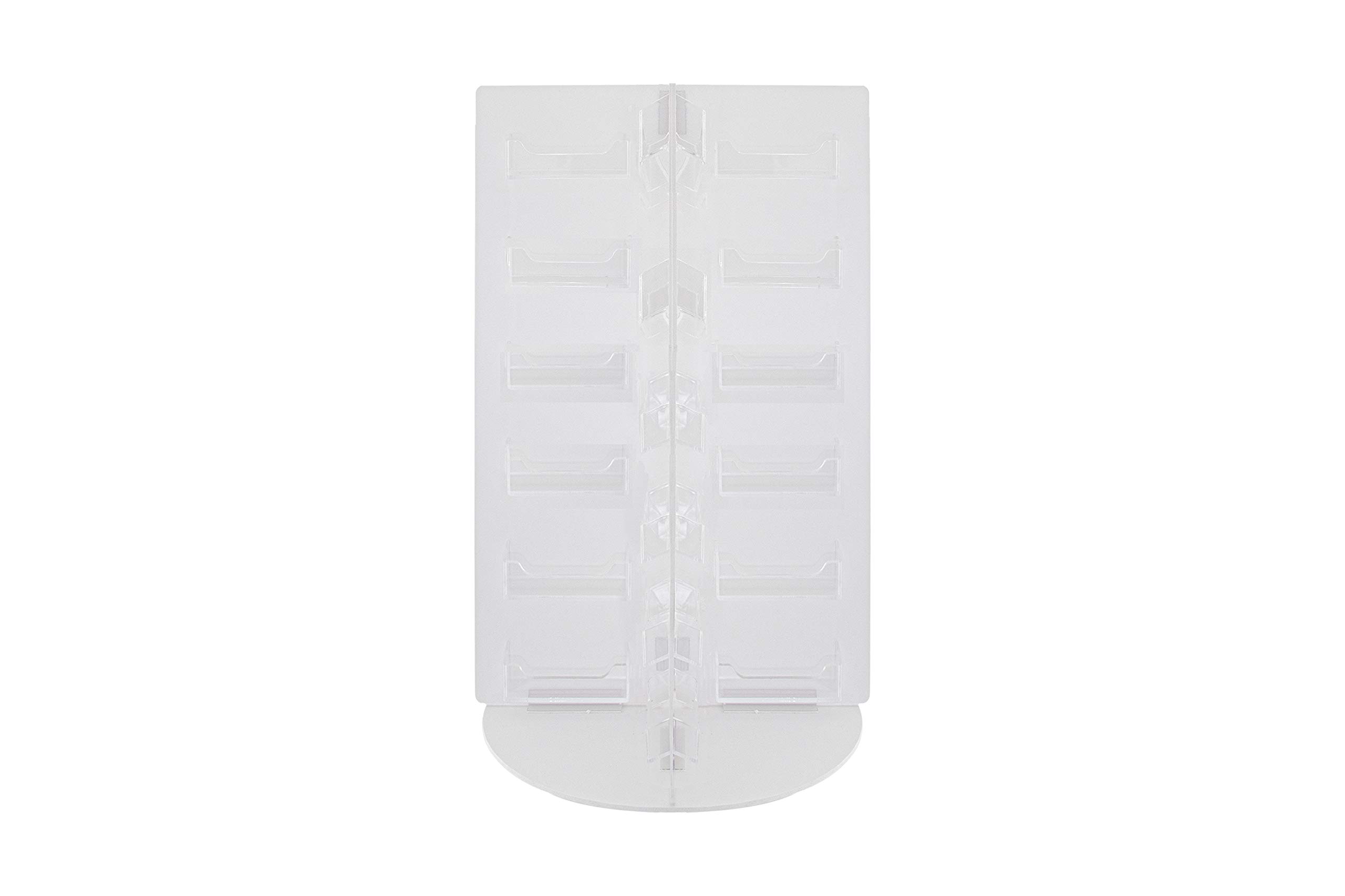 Clear Acrylic Spinning Business Card Holder with White PVC Base - 48 Slot Desk Display for 3.5