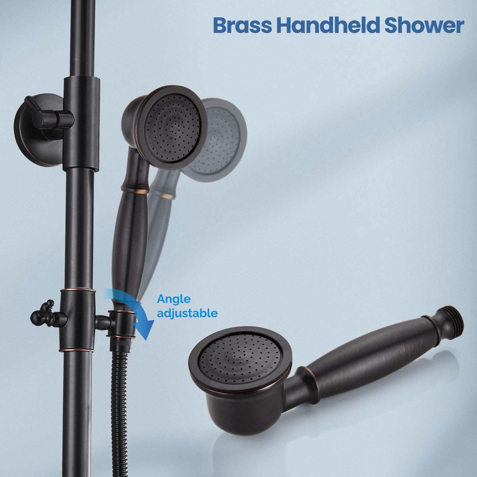 Airuida Oil Rubbed Bronze Exterior Shower System - 8 Inch Rainfall Shower Head with Single Handle, Solid Copper Diverter & Dual Function Faucet Combo for Outdoor/Patio/Garden Use