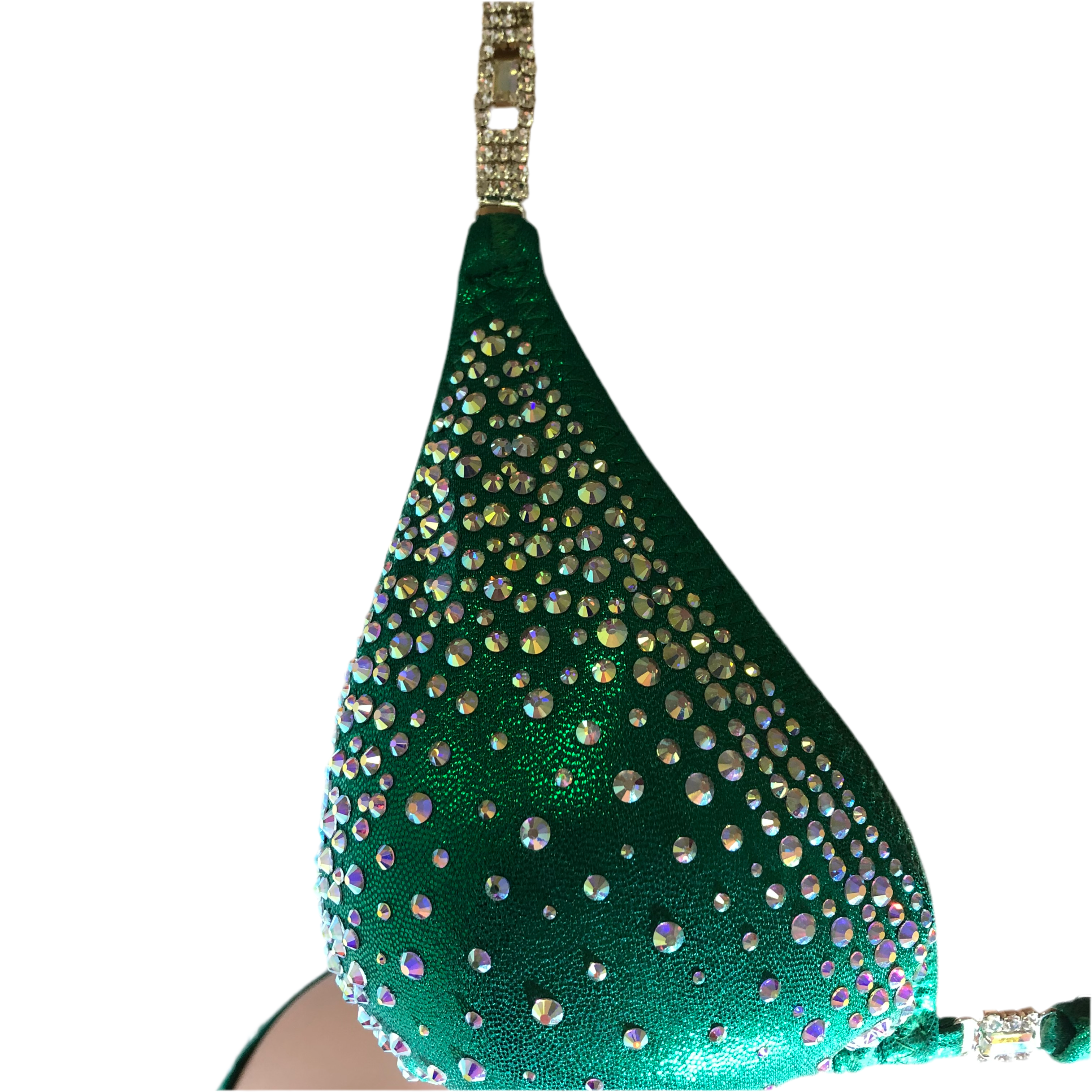 Stunning Emerald Green Bikini Competition Suit with Rhinestone Burst - Perfect for Pageants, Bodybuilding Shows & Swimwear Contests