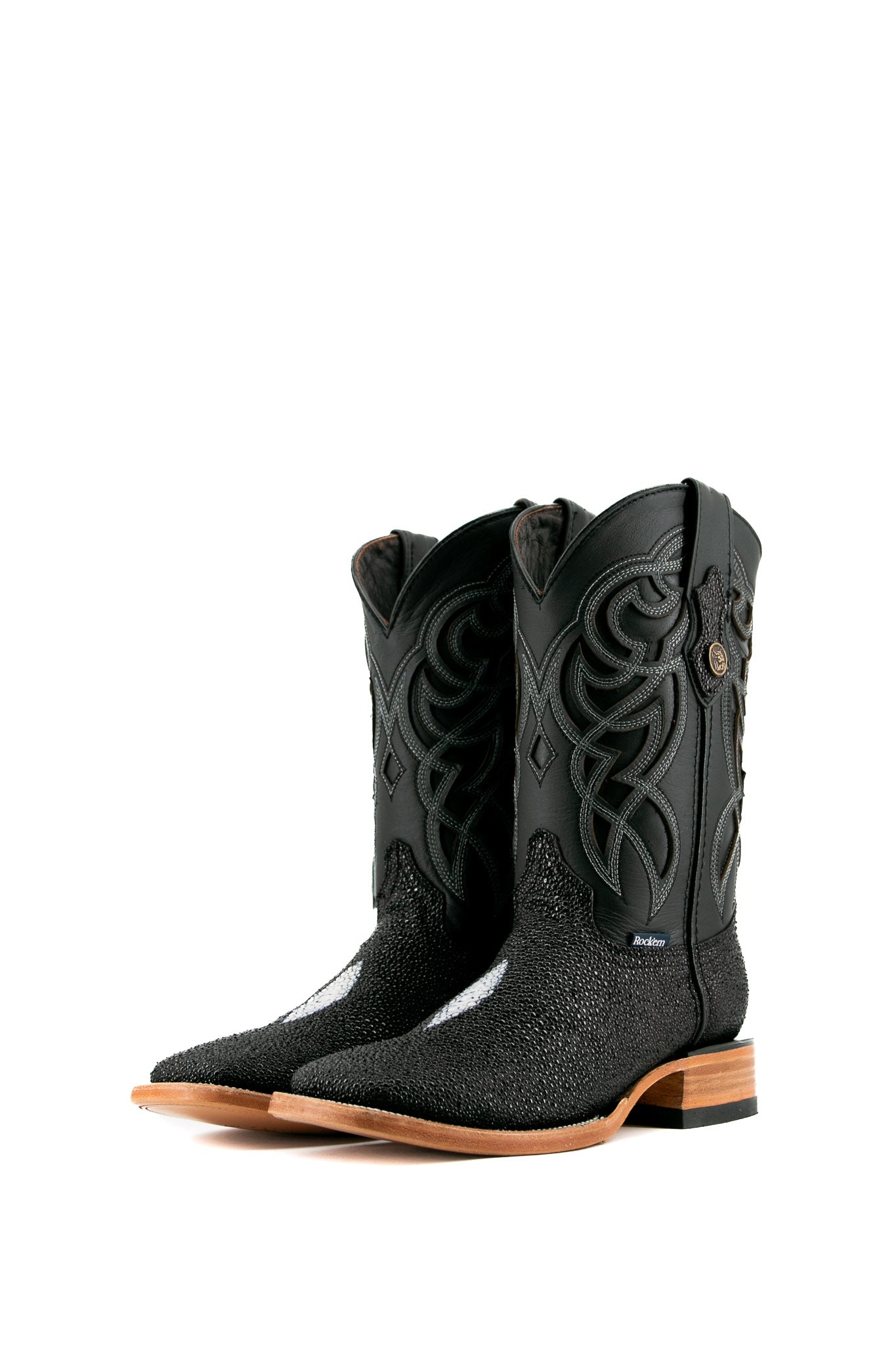 Premium Stingray Leather Square Toe Cowboy Boots for Men - Western Riding, Country Fashion & Outdoor Work Boots