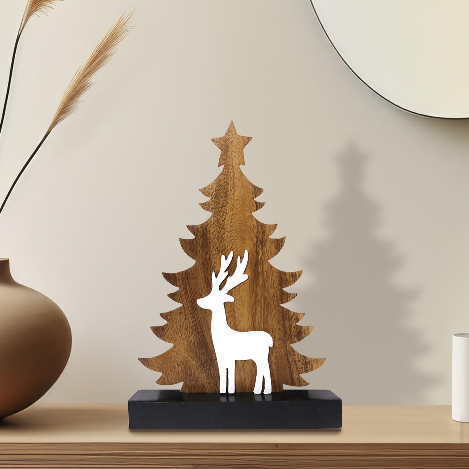 Handcrafted Solid Wood Christmas Tree Centerpiece - Holiday Home Decor for Living Room, Bedroom, Dining Table & Farmhouse - Perfect Housewarming Gift & Seasonal Decoration (Christmas Tree Decor, Coffee Table Centerpiece, Kitchen Decor)