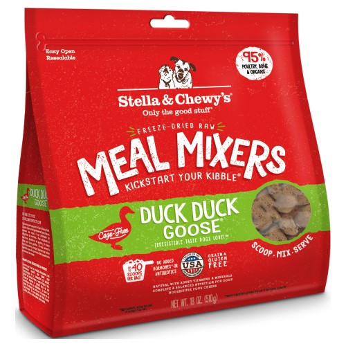 Premium Freeze-Dried Duck & Goose Dog Food Topper - Stella & Chewy's Meal Mixer for Enhanced Nutrition | Perfect for Kibble Boosters, Training Treats & Picky Eaters