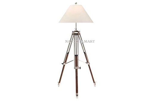 Royal Marine Nickel Finish Adjustable Tripod Floor Lamp for Living Room, Bedroom, or Office - Modern Industrial Lighting with 3-Way Switch (Shade Not Included) - Perfect for Reading Nook, Home Decor, and Ambient Lighting