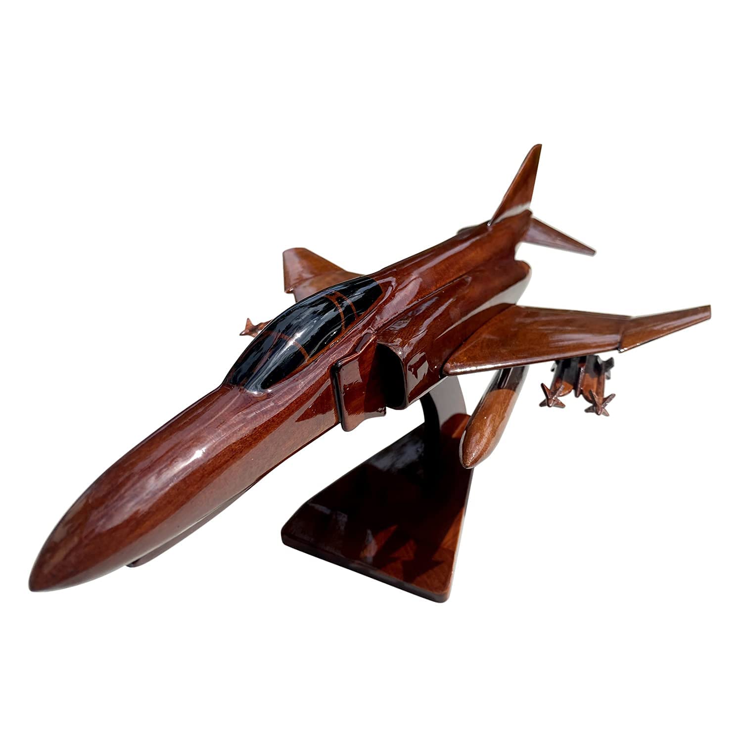 F4 Phantom Fighter Jet Mahogany Wood Desktop Model - Perfect for Office Decor, Aviation Enthusiast Gifts & Military Collectors Display