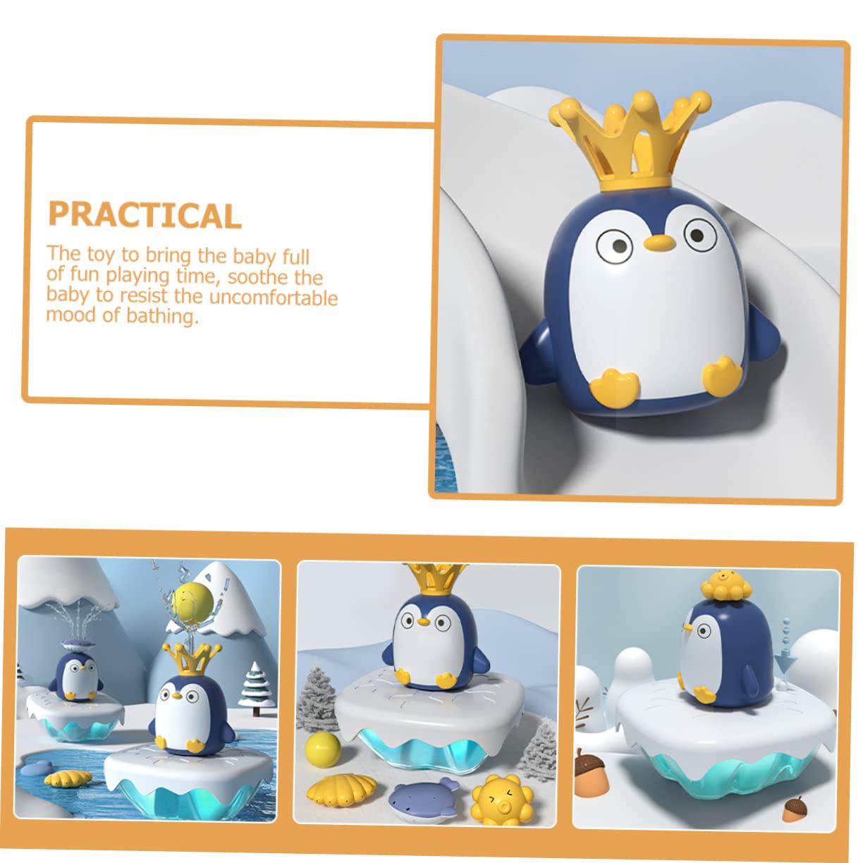 UPKOCH 4 Sets Penguin Bath Toys - Water Spray & Sprinkler Fun Bath Time Toys for Kids, Cute Penguin Shaped Bathroom Play Set for Toddlers & Babies - Perfect for Bathtub, Pool, and Outdoor Water Play