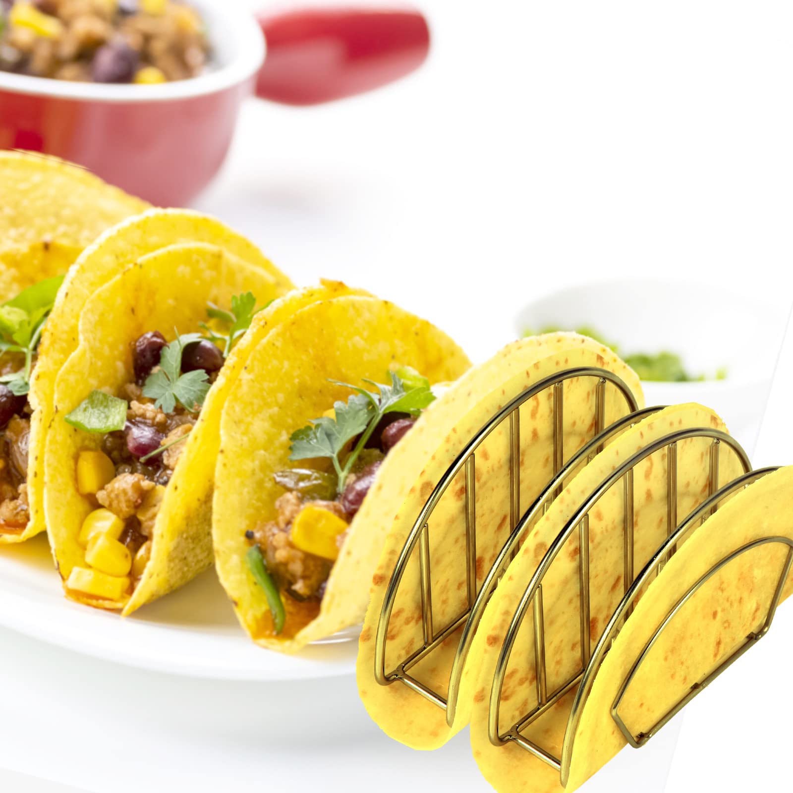 Stainless Steel Taco Shell Mold Stand - 2 Pack Taco Shell Maker for Baking, Frying & Air Frying | Create Crispy Flat-Bottom Tacos at Home | Perfect for Taco Tuesday, Parties & Mexican Cuisine