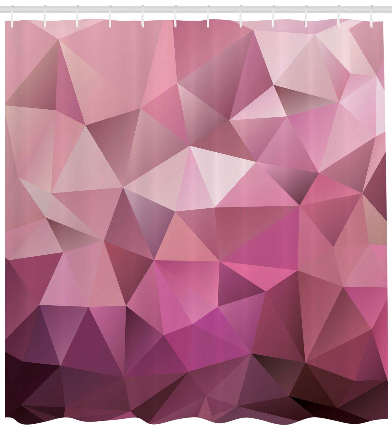 Ambesonne Abstract Triangle Geometric Shower Curtain - Modern Monochrome Bathroom Decor with Hooks, 69x84 Inches, Rose Pink - Perfect for Contemporary Bathrooms & Spa-Like Retreats