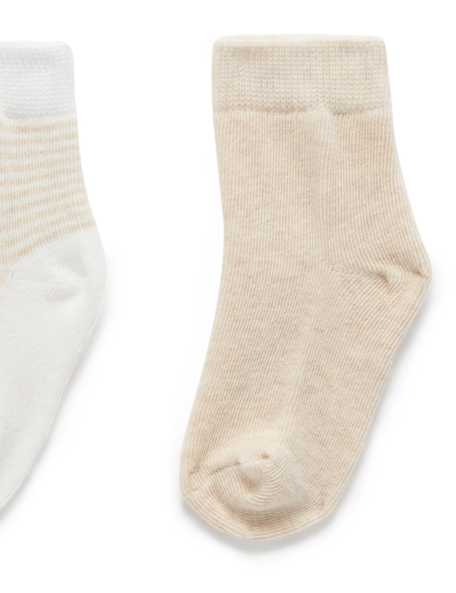 Purebaby Essentials 3-Pack Baby Socks - Soft Cotton Blend for Newborns & Infants (Wheat/Melange/Vanilla) - Perfect for Everyday Wear, Playtime & Gift Giving