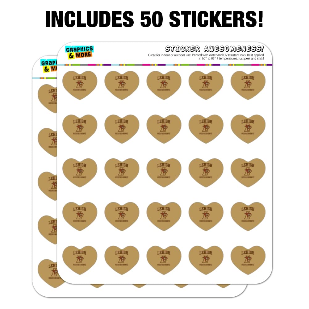 Lehigh University Mountain Hawks Logo Heart Shaped Planner Stickers - Perfect for Scrapbooking, Bullet Journaling, and DIY Craft Projects