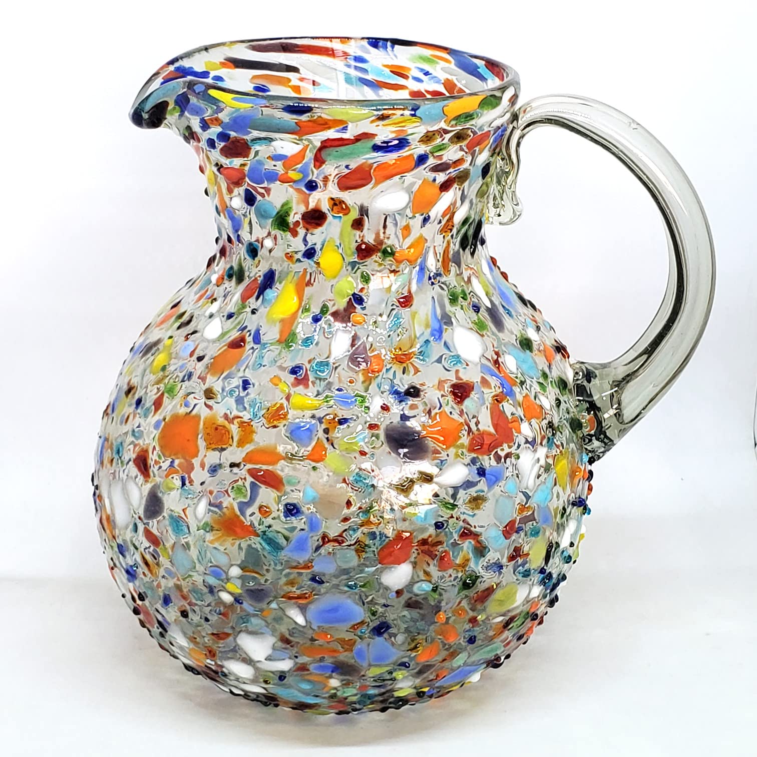 120 oz Large Confetti Rocks Bola Pitcher - Lead-Free & Toxin-Free Recycled Glass Drink Dispenser - Perfect for Parties, Weddings & Outdoor Events
