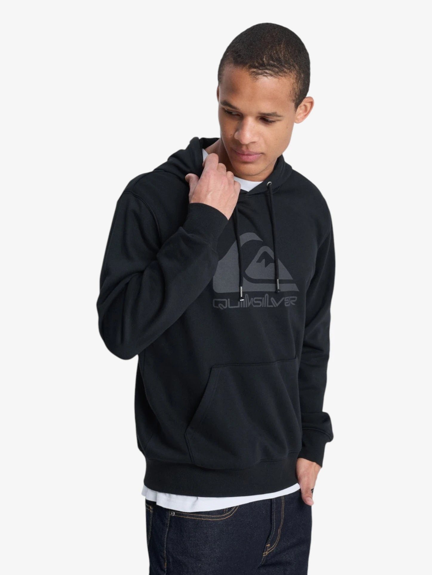 Quiksilver Cang Logo Hoodie - Men's Black Pullover Sweatshirt for Casual Wear & Outdoor Activities