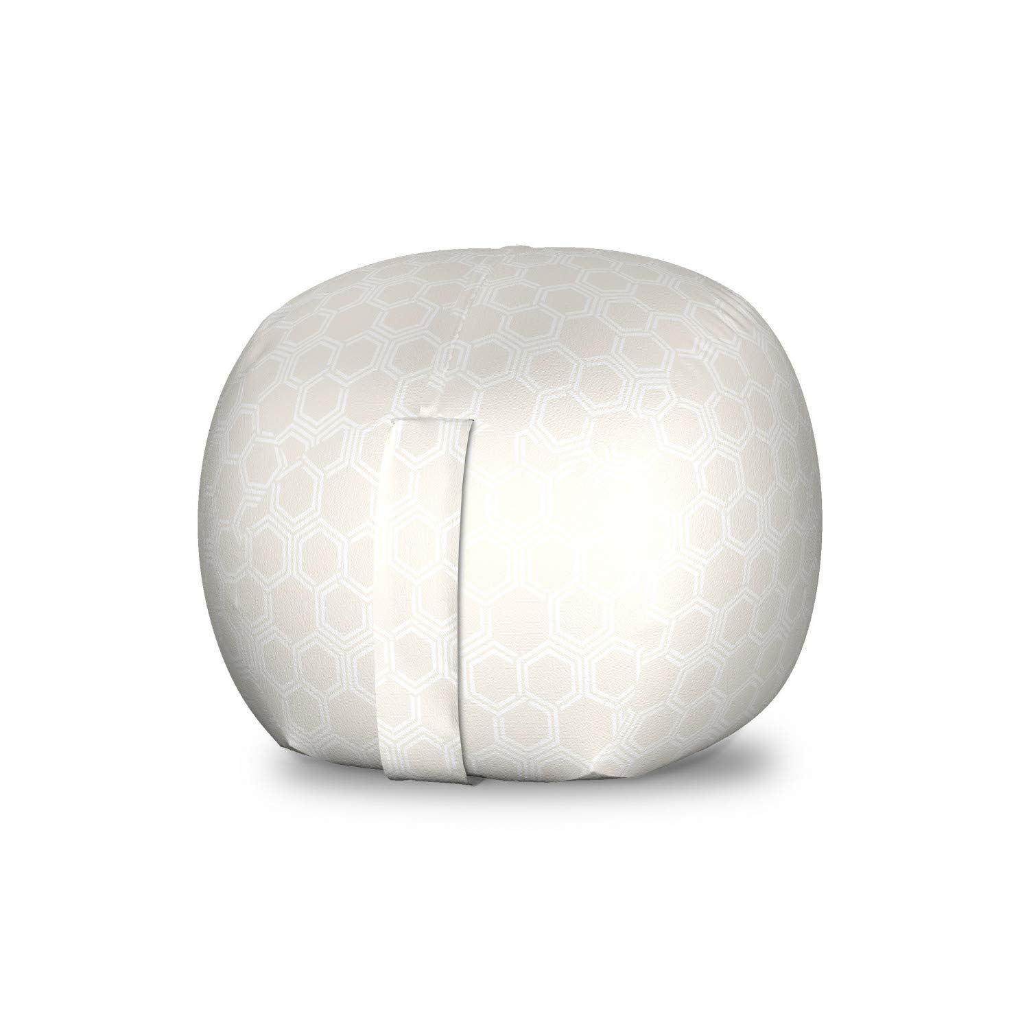 Ambesonne Modern Hexagon Monochrome Toy Storage Bag Chair - Washable Stuffed Animal Organizer for Kids Room, Nursery & Playroom - Small Size in Eggshell White - Perfect for Organizing Toys, Blankets & Nursery Essentials