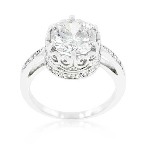 Royal Crest Filigree Cubic Zirconia Ring - Elegant Vintage Style Wedding Band for Women, Perfect for Engagement, Anniversary & Special Occasions