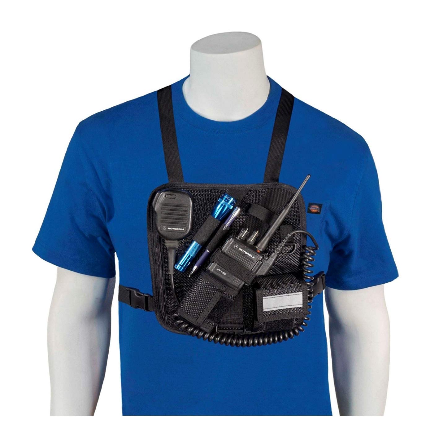 Adjustable Mesh Radio Chest Harness & Shoulder Holster for Motorola ICOM Vertex Two-Way Radios - RCH-201M Tactical Walkie Talkie Holder (Black, Made in USA) - Perfect for Construction, Security, Hiking & Outdoor Adventures