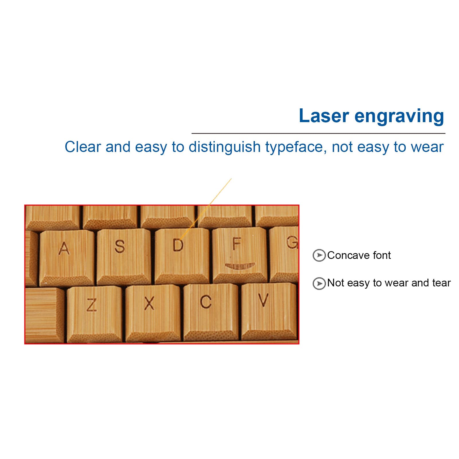 ASHATA Wireless Keyboard and Mouse Combo - Bamboo Wood Material, 2.4G Wireless Connection for PC & Laptop - Ergonomic Office & Home Use, Gaming, Typing