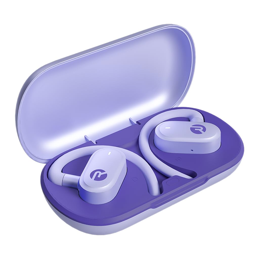 Raycon Open Earbuds - True Wireless Open Ear Bluetooth Headphones with Secure Hook Design, IPX5 Water Resistant, 40H Battery Life for Running, Cycling & Workouts (Purple)