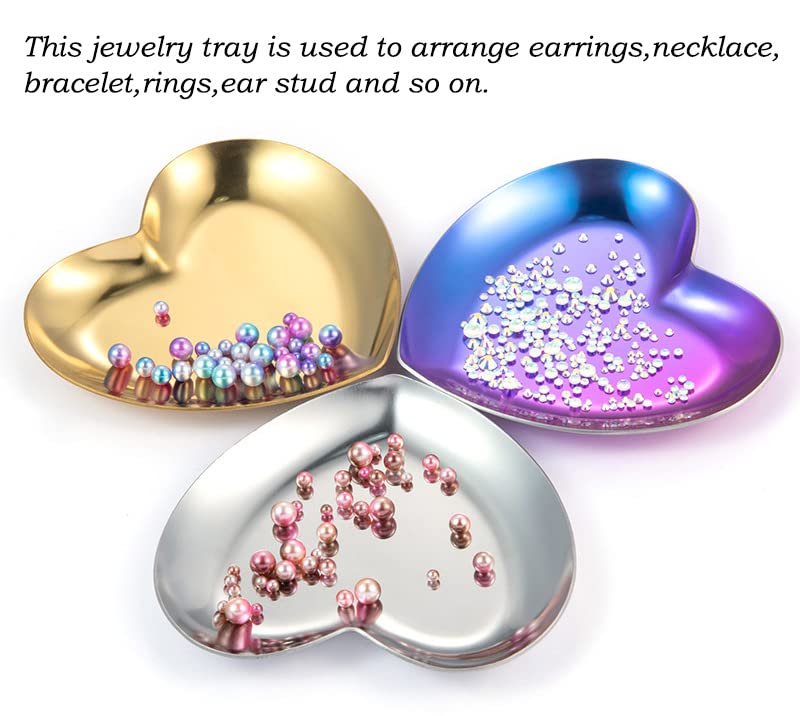 AKOAK 2-Piece Gold Heart Jewelry Tray - Necklace Ring Display & Home Decor for Gifts