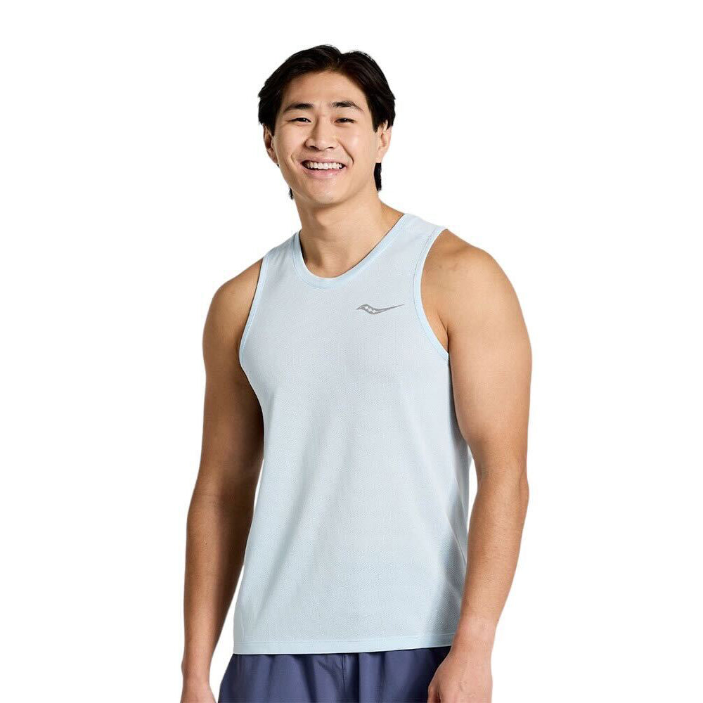 Men's Saucony Stopwatch Running Singlet - Lightweight Performance Top for Marathon & Track Training - Perfect for Runners & Athletes