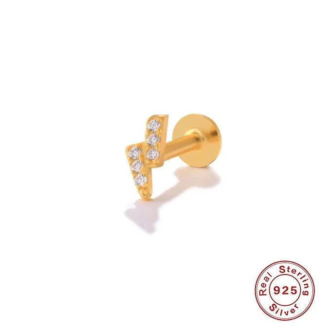 High-Quality Sterling Silver Labret Back Curved Bar Flat Back Studs | HC027 | Perfect for Lip, Nose & Cartilage Piercings