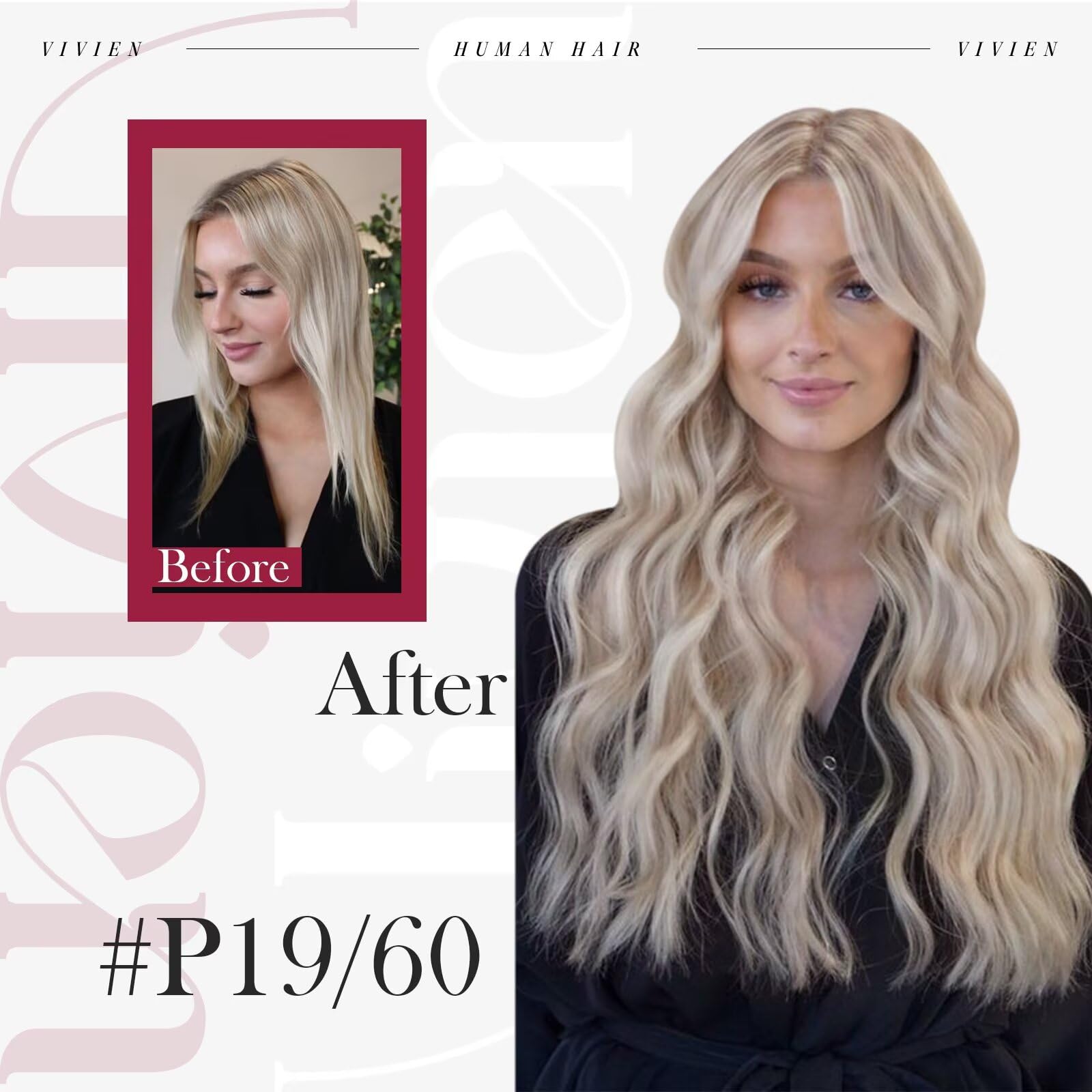 20 Inch Clip-in Human Hair Extensions - Dirty Blonde with Platinum Blonde Highlights | 120g 7pcs Full Head Straight Real Human Hair | Perfect for Parties, Weddings & Everyday Styling