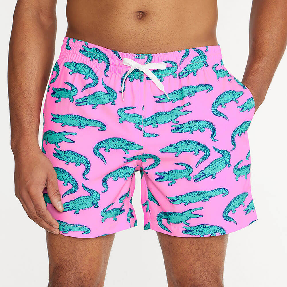 Chubbies 5.5 Inch The Glades Swim Trunks for Men - Quick Dry Beach Shorts with UPF Protection in Pink | Perfect for Swimming, Vacation & Summer Activities