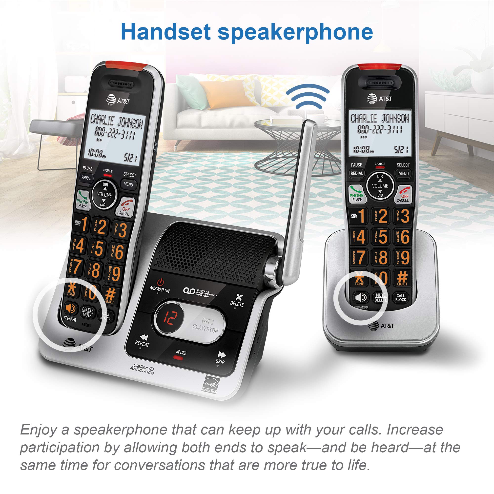 AT&T BL102-2S 2-Handset Cordless Phone with Digital Answering System, 2