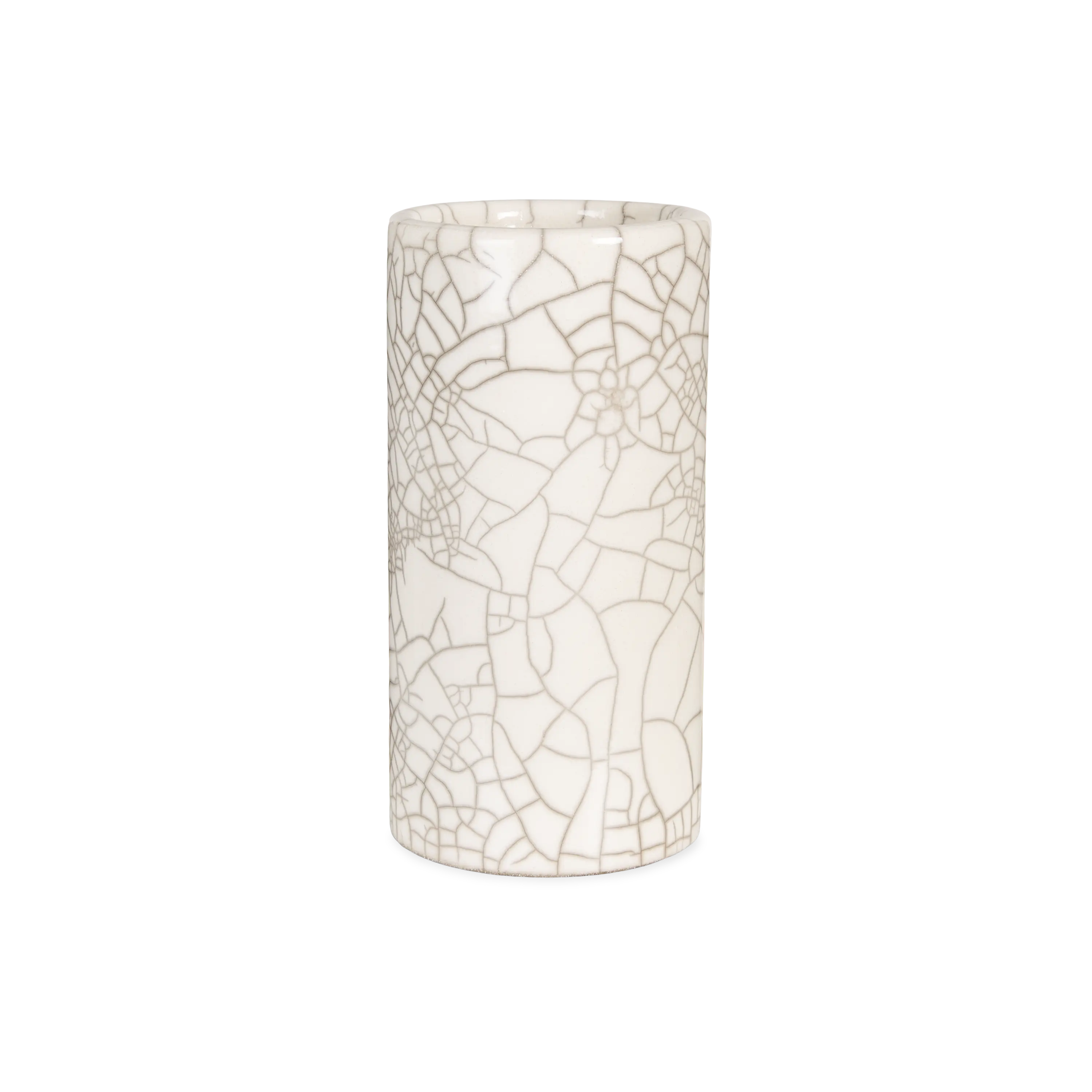 Handmade Crackle Glass Cylinder Vase - Modern Home Decor for Centerpieces, Wedding Decorations & Living Room Accents