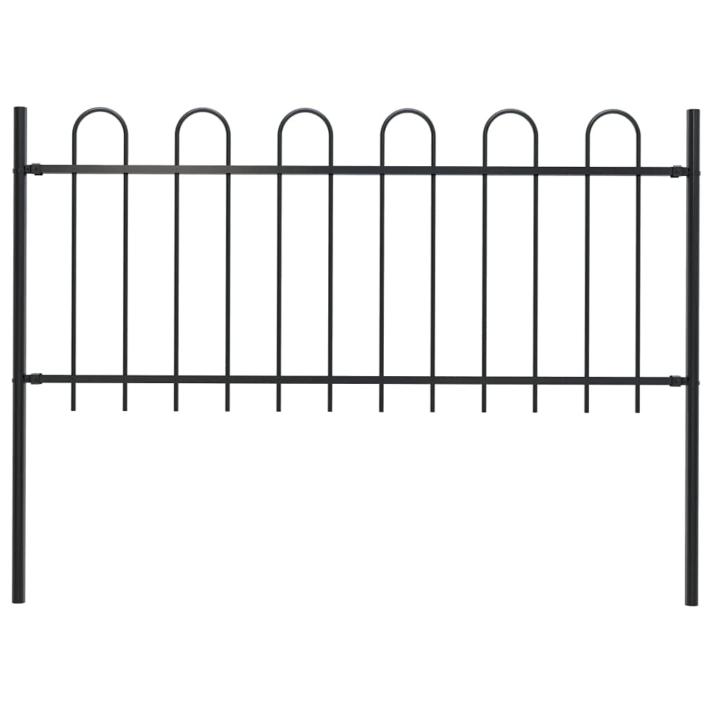 SKM 5.5ft Black Steel Garden Fence with Spear Top - Durable Outdoor Metal Fencing for Yard Security, Pet Containment, and Landscape Decoration