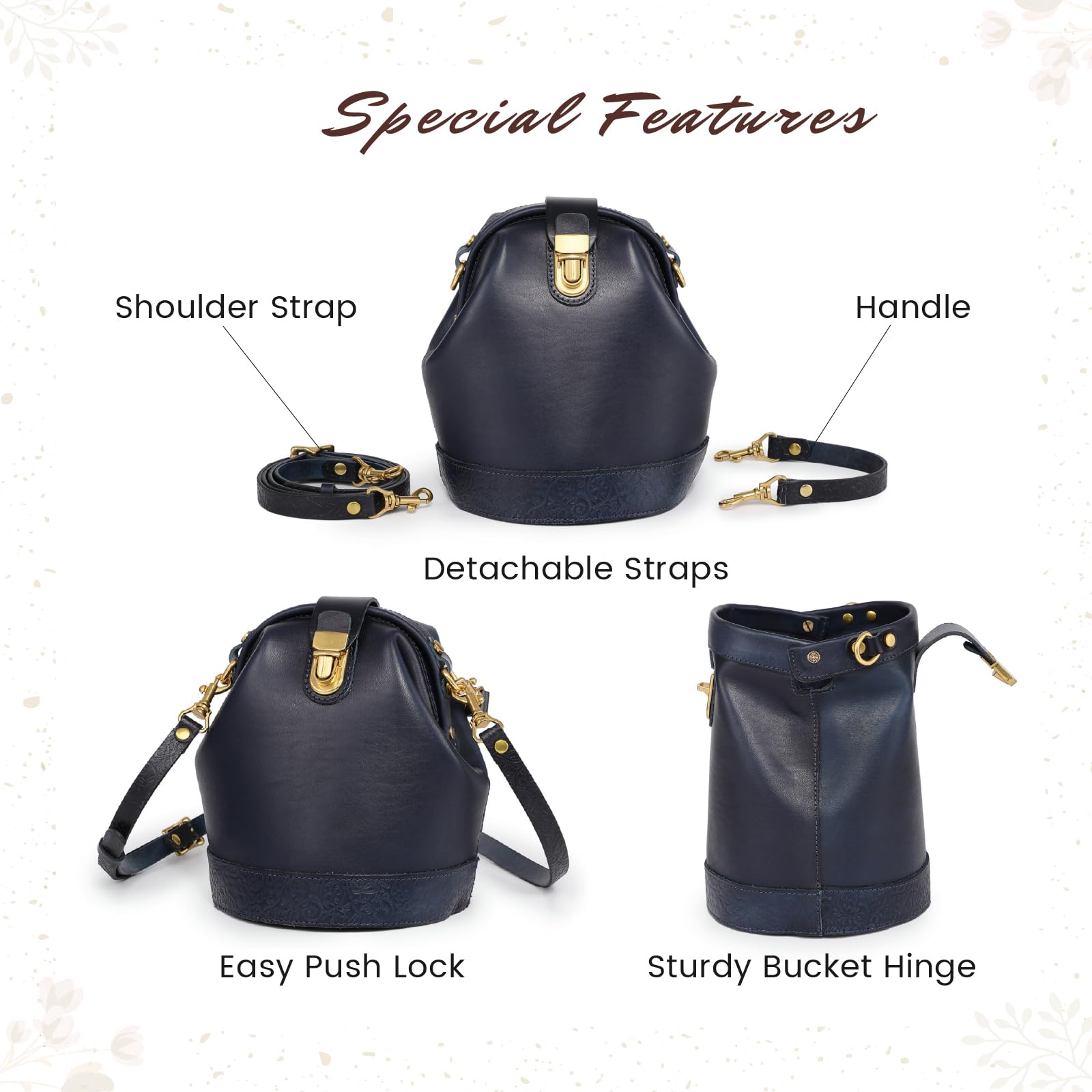 Premium Doctor Bucket Crossbody Handbag for Women - Genuine Cowhide Leather Shoulder Bag - Stylish & Versatile Purse for Work, Travel & Everyday Use