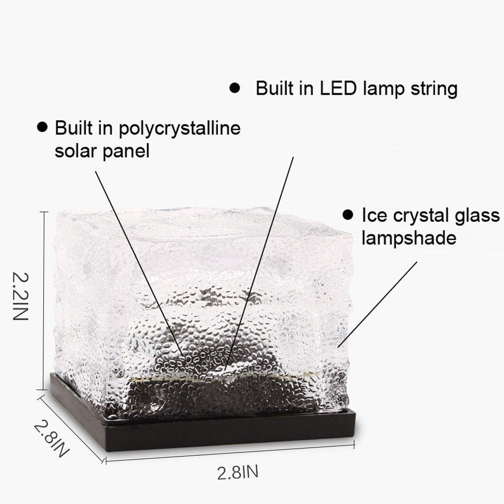 Solar Powered LED Glass Brick Lights - 4 Pack Warm White Square Cube Landscape Lighting for Outdoor Path, Yard, Garden, Christmas Decor - Waterproof & Durable Frosted Glass Design