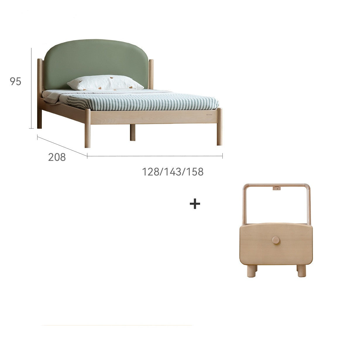 Organic Solid Wood Children's Bed - Birch & Beech Frame with Premium Leather Accents | Safe, Non-Toxic Toddler Bed for Nursery, Bedroom & Montessori Rooms