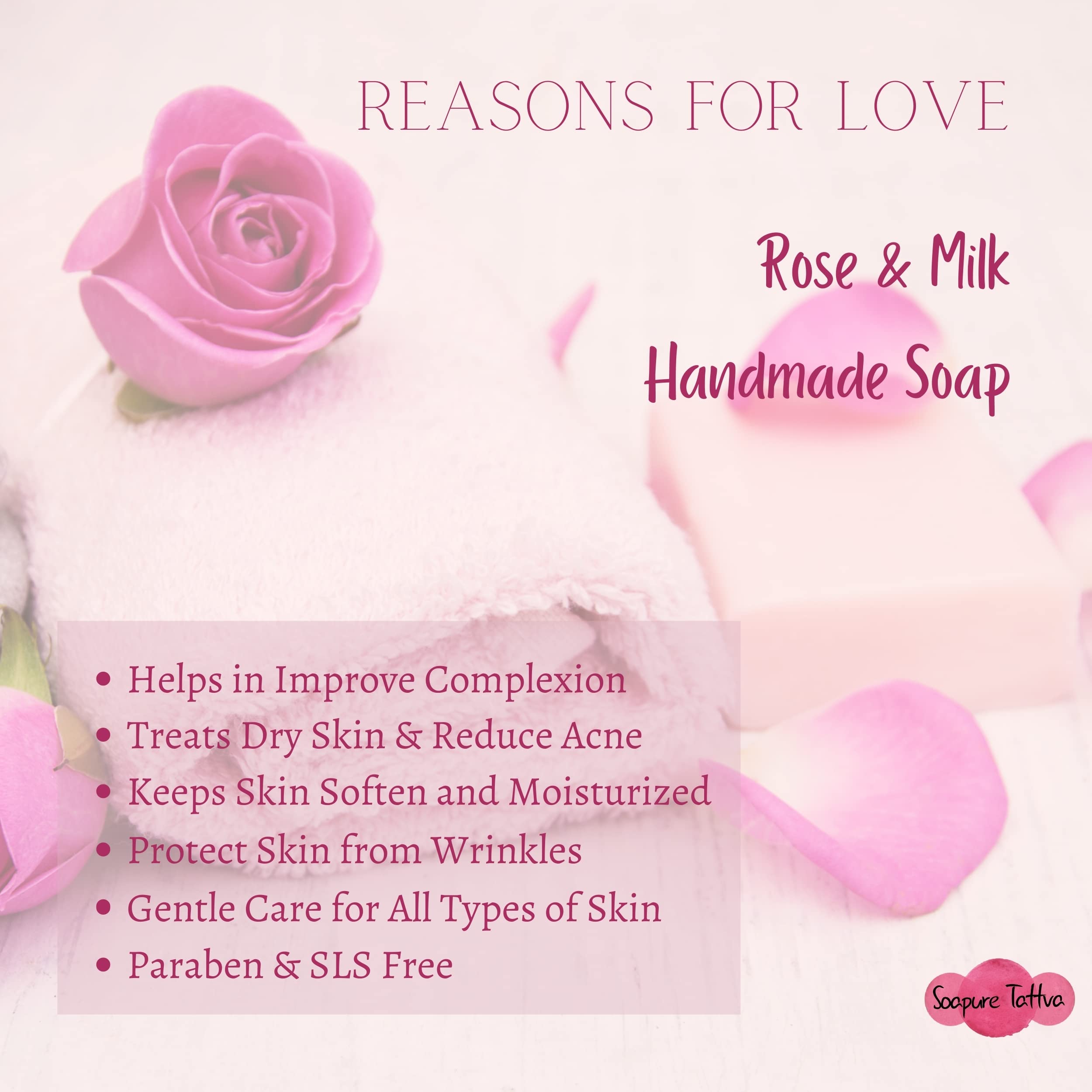 Soapure Tattva Rose & Milk Handmade Luxury Soap with Natural Saffron - Skin Brightening & Moisturizing Bar Soap for Women & Men (Pack of 2, 2x125g) - Perfect for Daily Skincare, Spa Day & Gift Giving