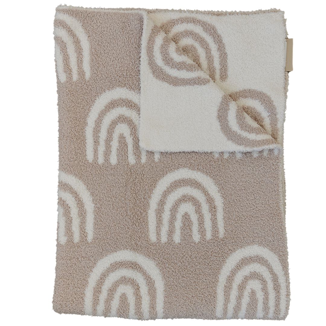 Soft Taupe Rainbow Plush Blanket - Cozy Flannel Fleece Throw for Bed, Couch & Travel - Warm & Lightweight for All Seasons