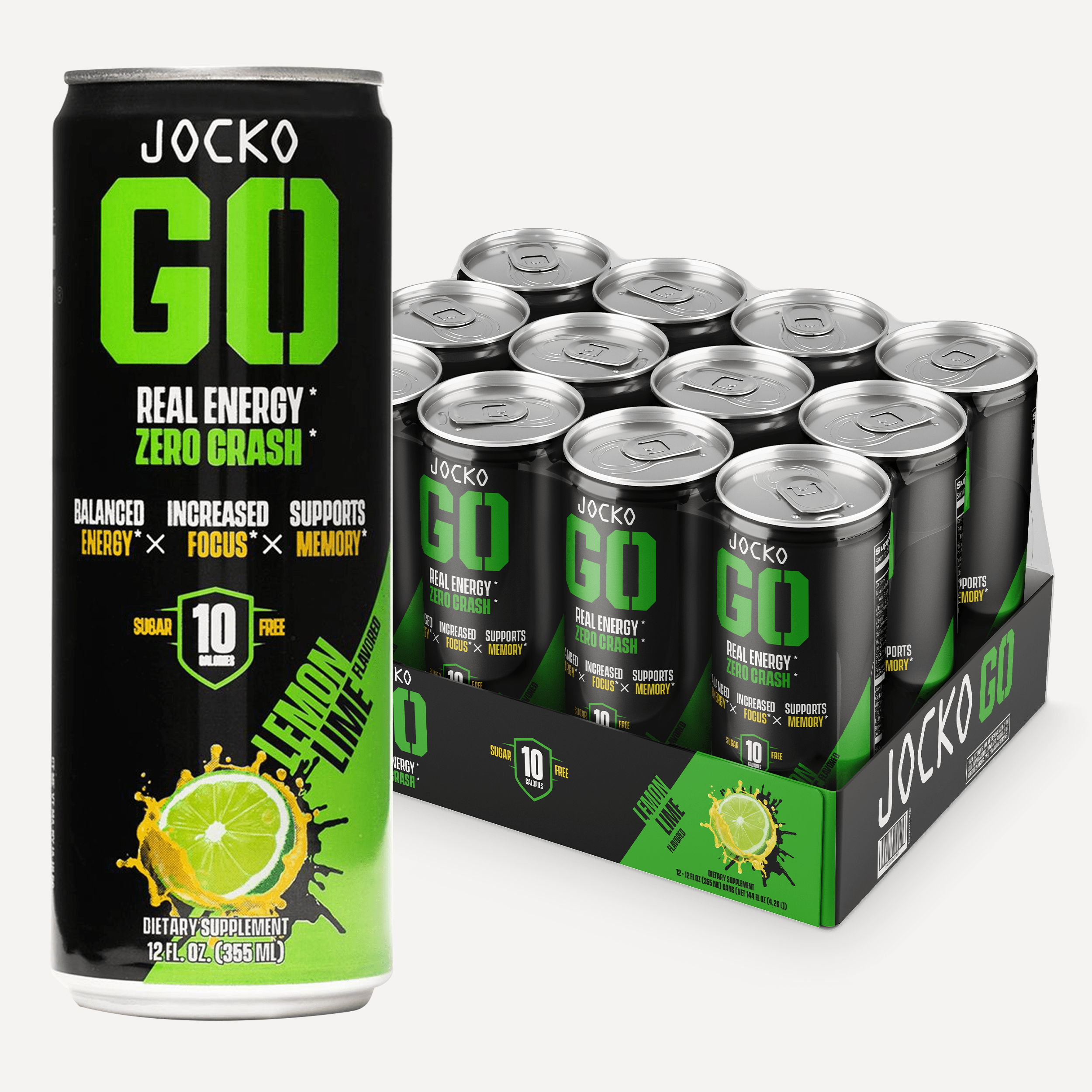 JOCKO GO Energy Drink - 12 Pack | Sugar-Free Pre Workout & Post Workout Supplement | Boost Energy & Focus for Gym, Running & Fitness