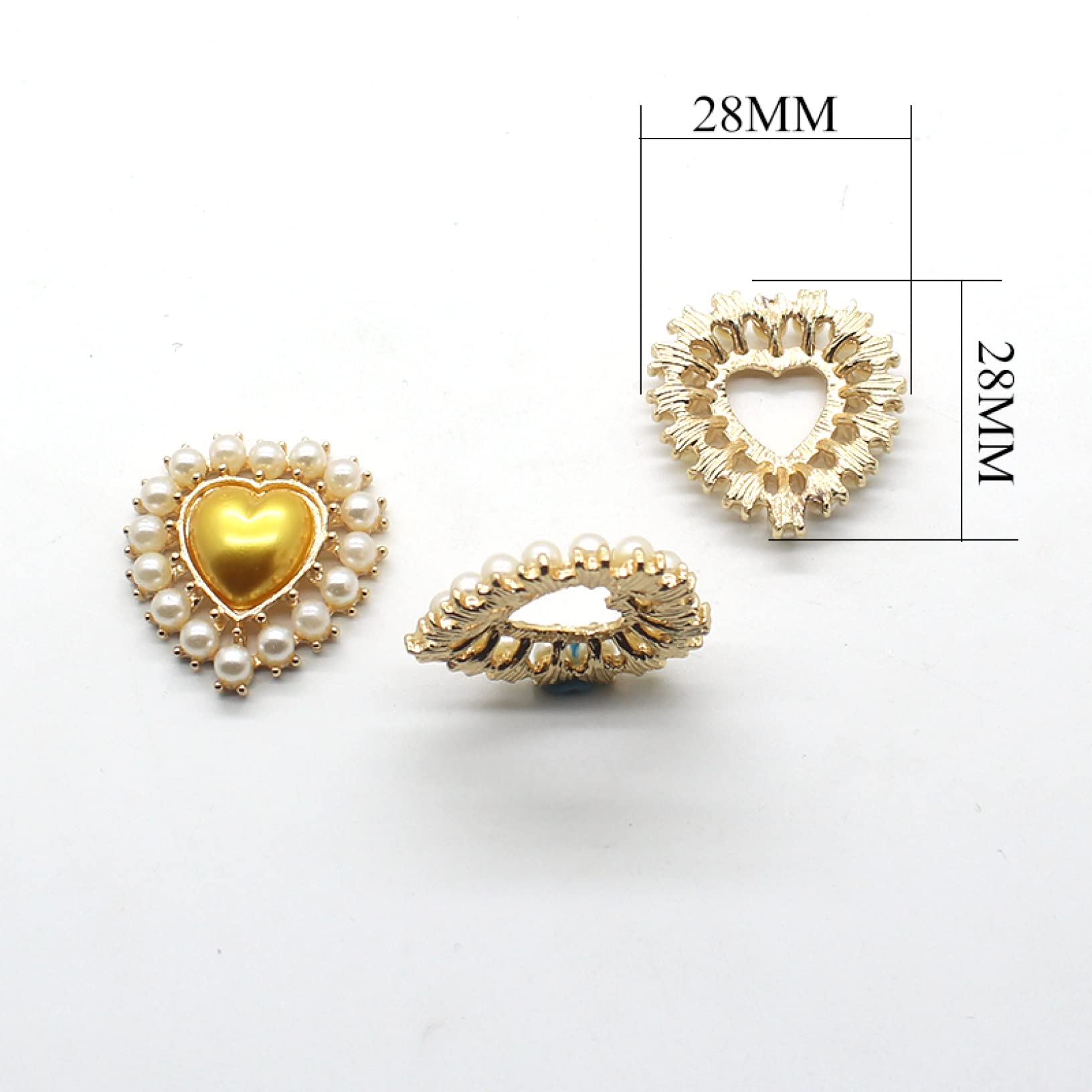 10pcs Heart Pearl Alloy Buttons for Clothing DIY, Women's Hair Accessories & Wedding Decor - Perfect for Dressmaking, Scrapbooking & Bridal Party Favors