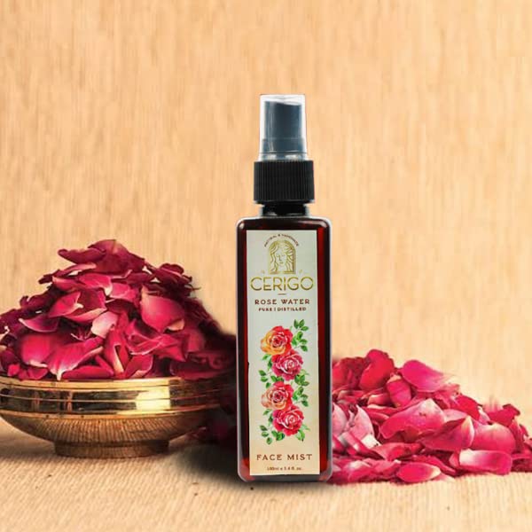 CERIGO Rose Toner for Face - Hydrating & Brightening Facial Toner with Rose Water, Alcohol-Free for Dry & Sensitive Skin | Perfect for Daily Skincare Routine & Post-Cleansing Refreshment