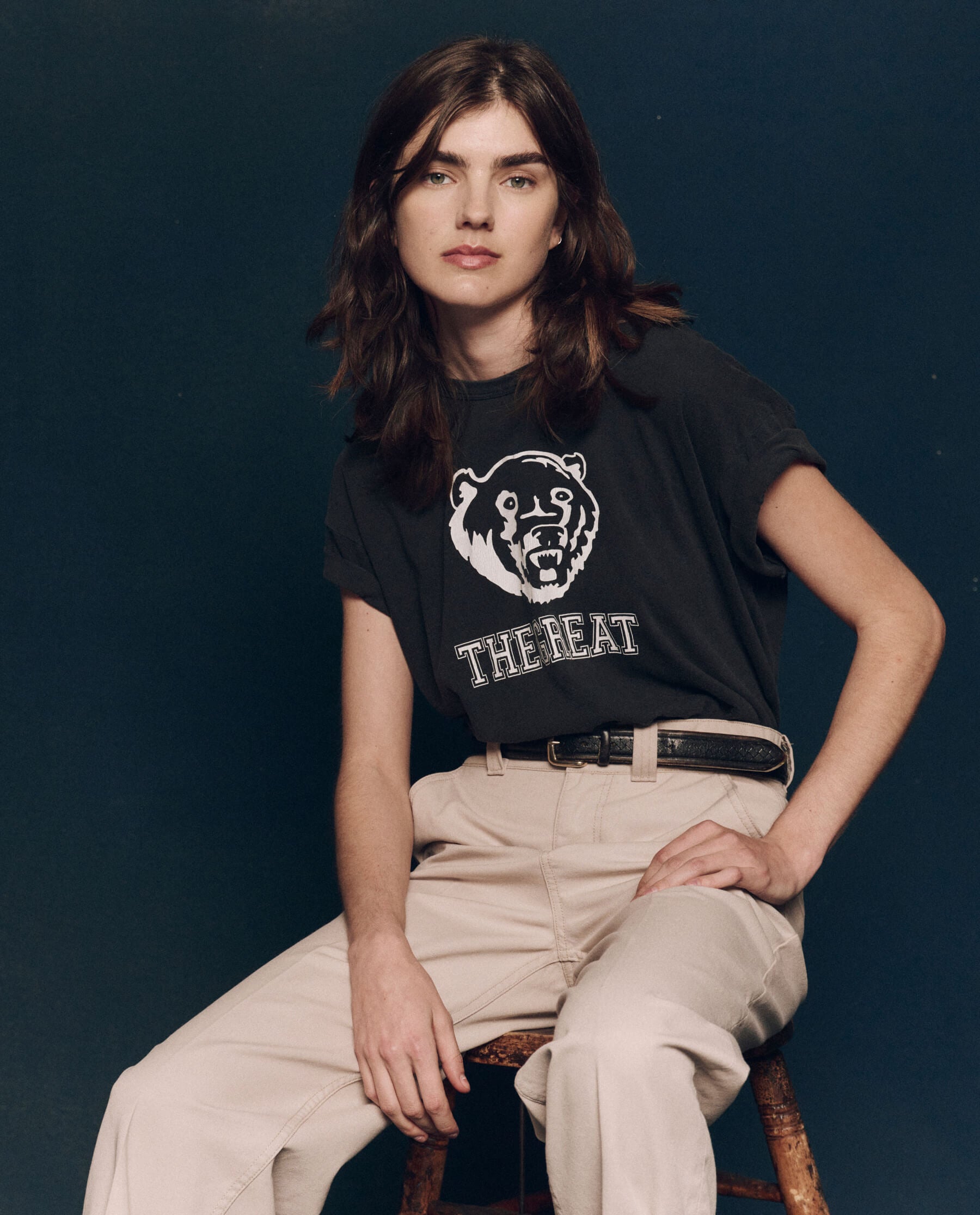 The Boxy Crew Graphic T-Shirt - Washed Black with Bear Print - Casual Streetwear for Men & Women - Perfect for Everyday Wear, Outings, and Relaxing