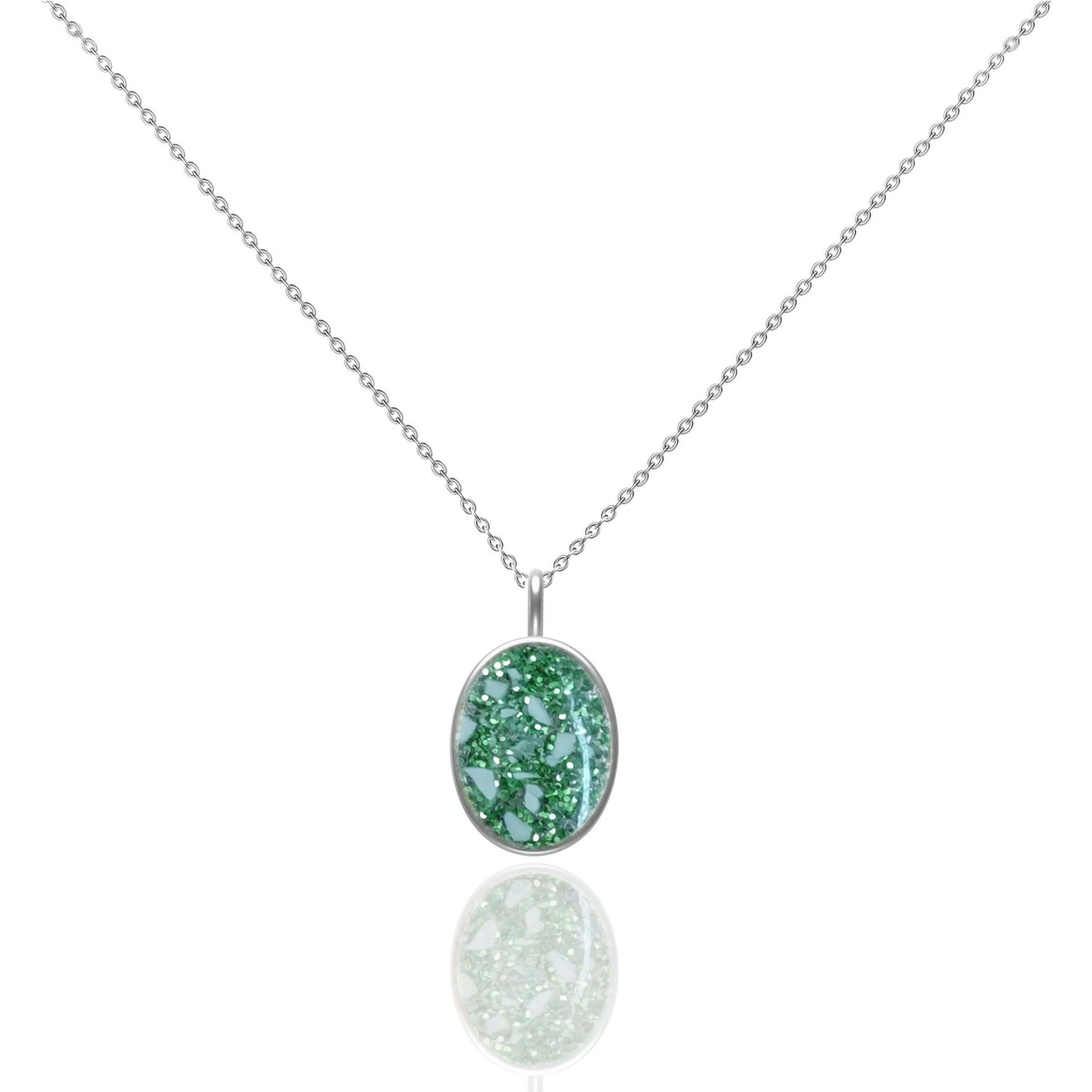 Sterling Silver Ashes Oval Necklace - DIY Memorial Jewelry Kit for Loved Ones | Perfect for Cremation Keepsake, Remembrance Gifts & Personalized Memorial Jewelry