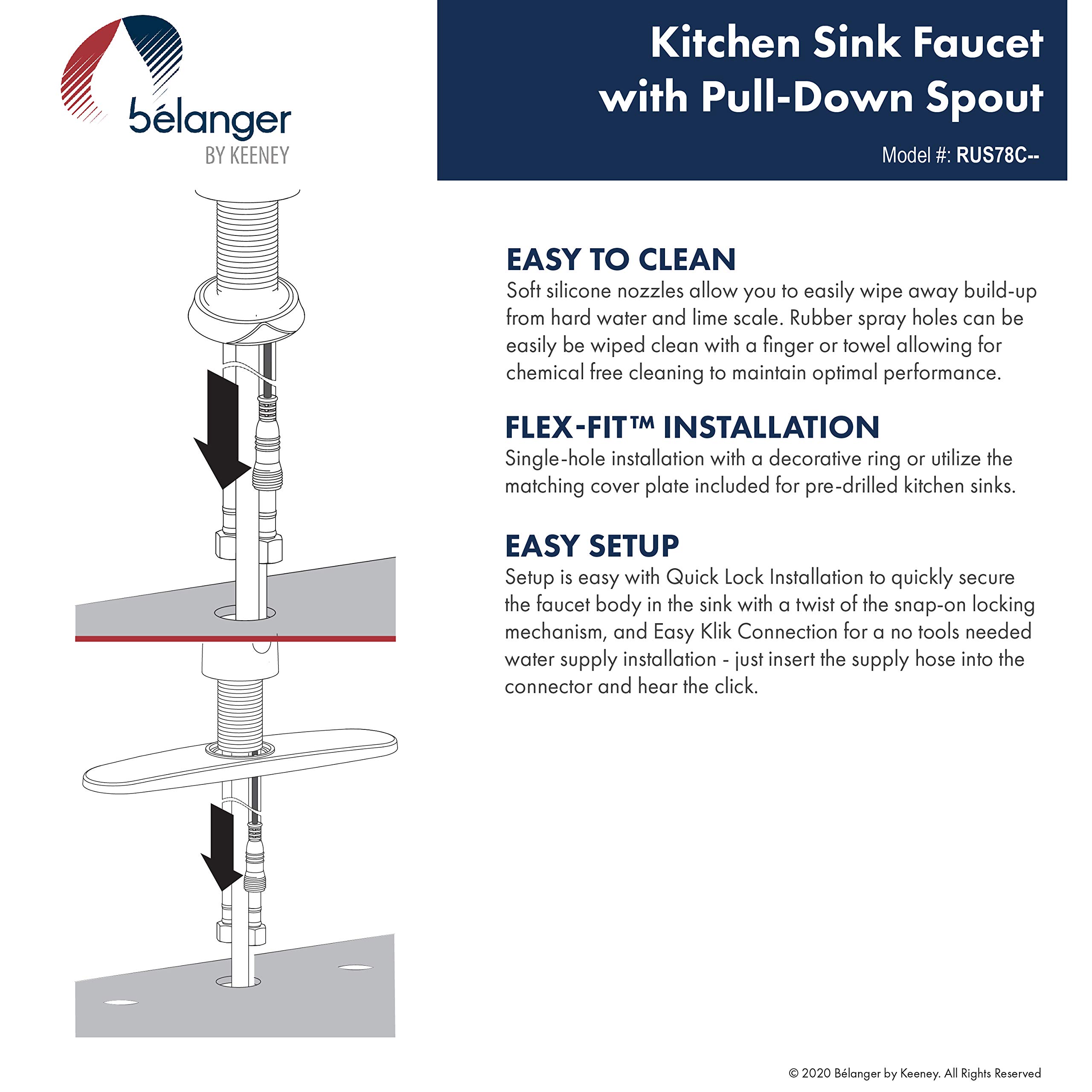 Belanger RUS78CORB Pull Down Kitchen Faucet with Oil Rubbed Bronze Finish - Perfect for Modern Farmhouse, Rustic, or Traditional Kitchen Designs