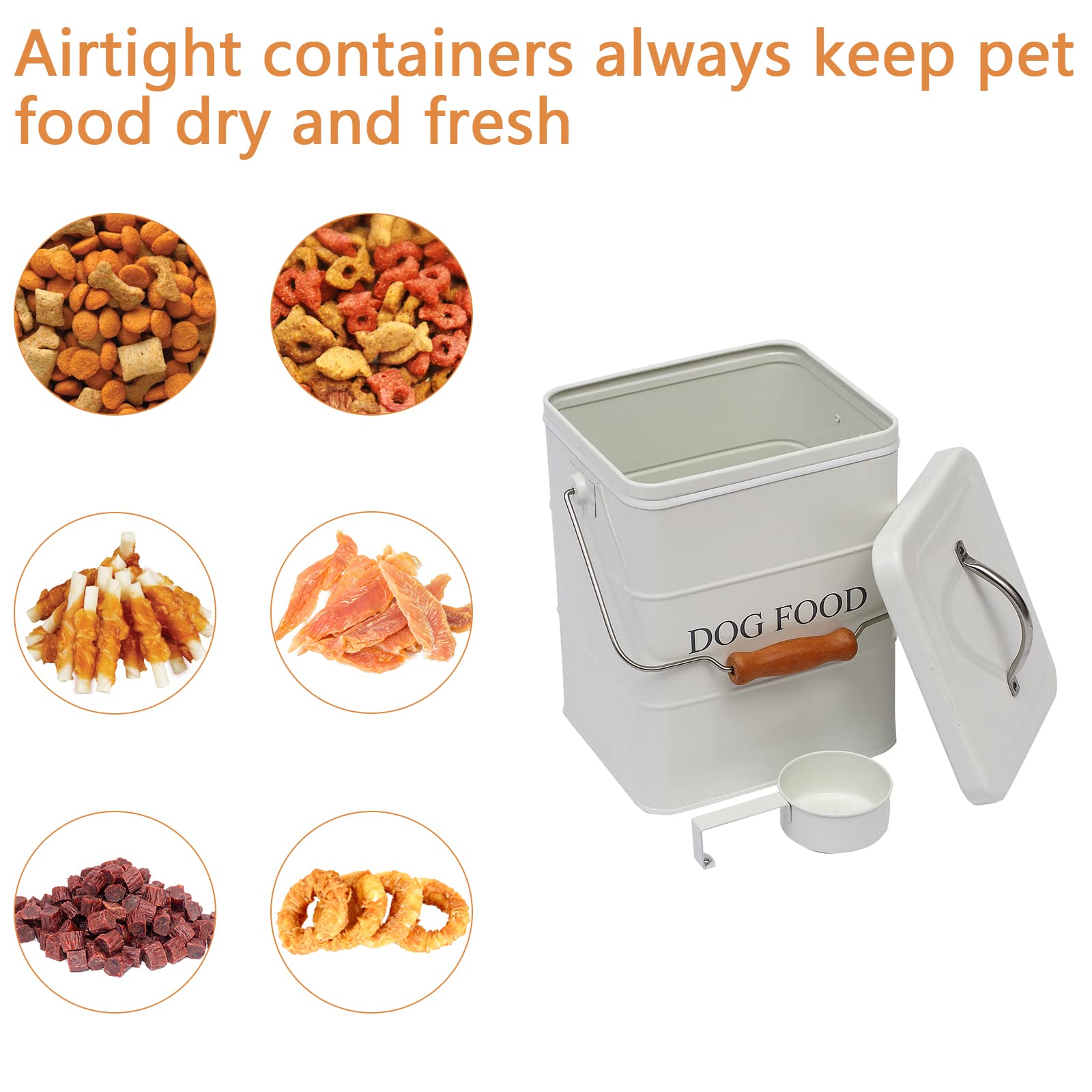 Geyecete Airtight Dog Food Storage Container with Lid & Spoon - Medium Pet Food Canister for Treats, Kibble & Dry Food - Ideal for Home, Travel & Pet Supplies Organization