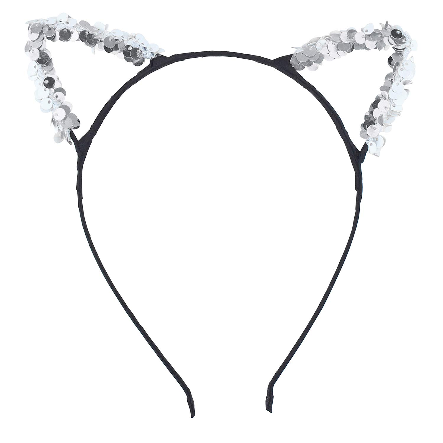 Rainbow Cat Ears Headband Set - Gold & Silver Sequins for Cosplay & Parties