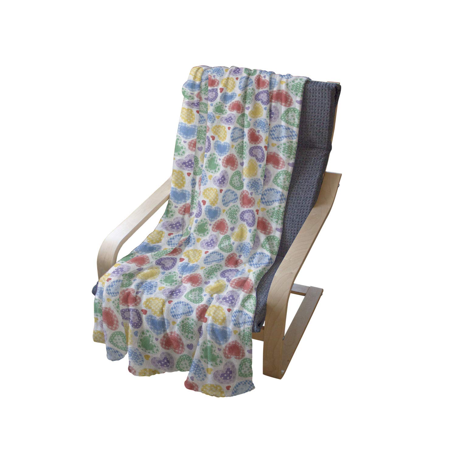 Ambesonne Love Patchwork Hearts Throw Blanket - 60