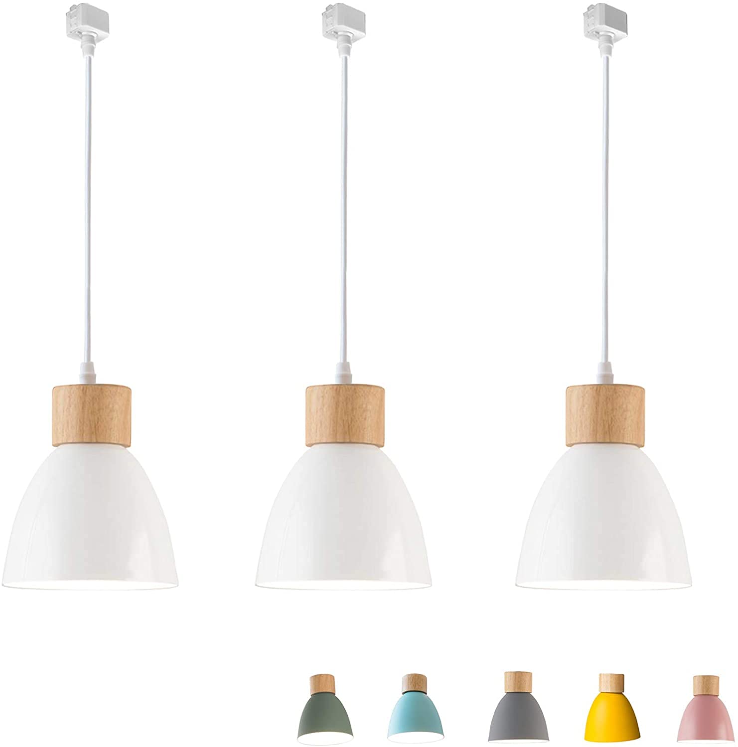 Kiven 3-Lights H-Type Dimmable Track Lighting Fixtures with Macaron Aluminum Shade - 20 Inch White | Modern Pendant Lighting for Kitchen, Dining Room, and Retail Stores