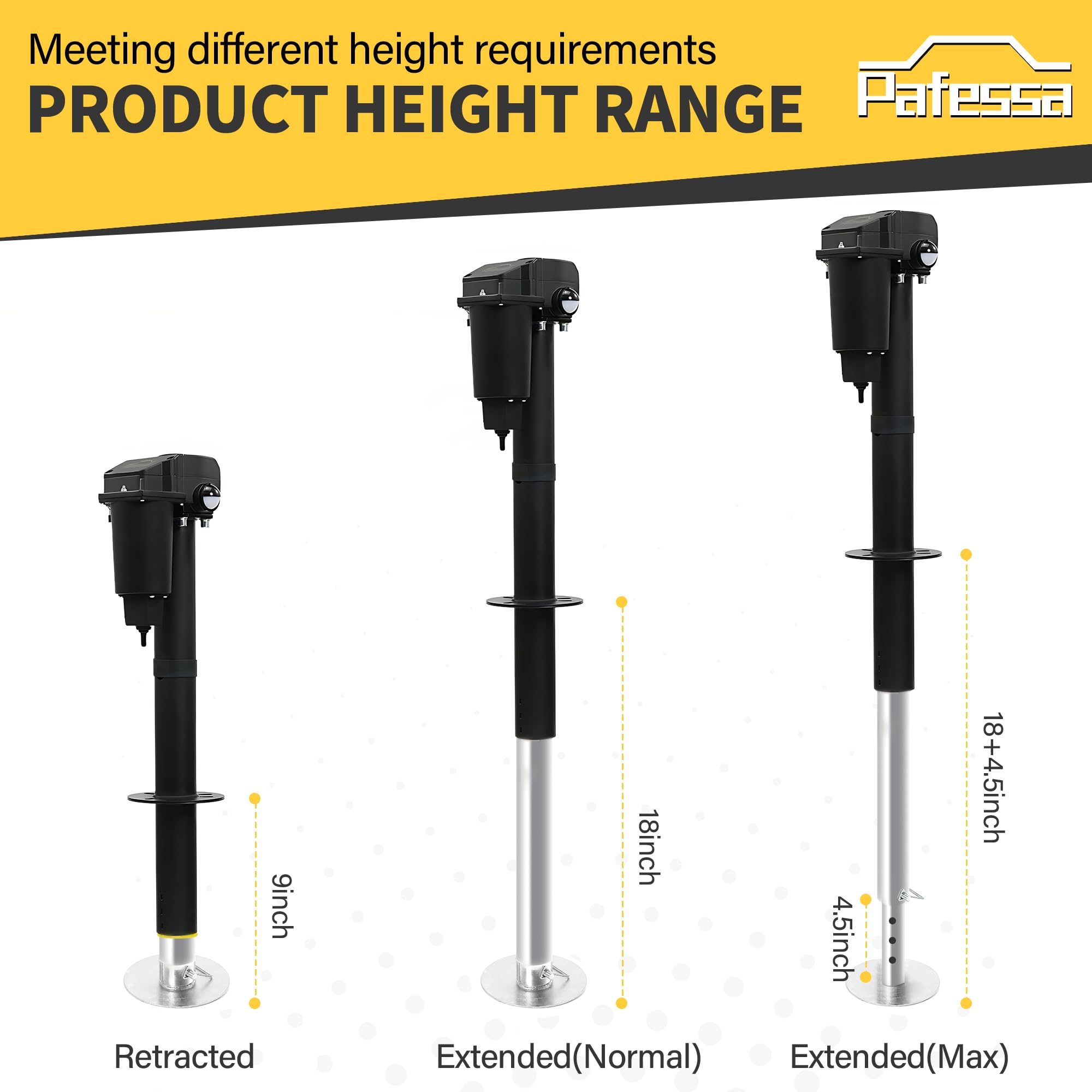 12V Electric A-Frame Trailer Tongue Jack with 7-Way Plug - 3500lb Lift Capacity, 18