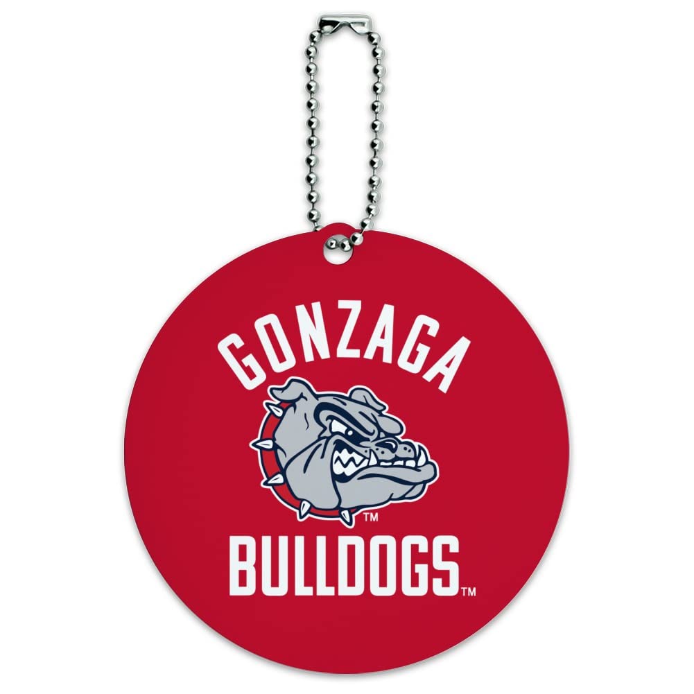 Gonzaga University Bulldogs Round Luggage ID Tag - Personalized Suitcase & Carry-On Baggage Identifier for Travel, College Dorms, and Alumni Events