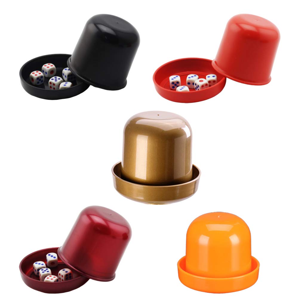 Premium Plastic Dice Cup Set with 5 Anti-Cheating Dots - Professional Game Accessories for Liar's Dice, Yahtzee, Farkle - Perfect for Bars, KTV, Parties & Family Game Nights (Black)