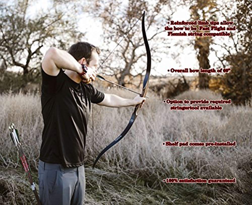 Southwest Archery TigerShark One Piece Bow - Premium Recurve Bow for Hunting & Target Practice | Ideal for Beginners & Outdoor Enthusiasts | Perfect for Backyard Archery, Camping & Survival Training